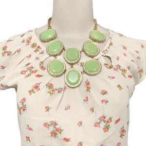 2/$20! Charming Charlie Jade Jeweled Large Gold Rope Chain Statement Necklace